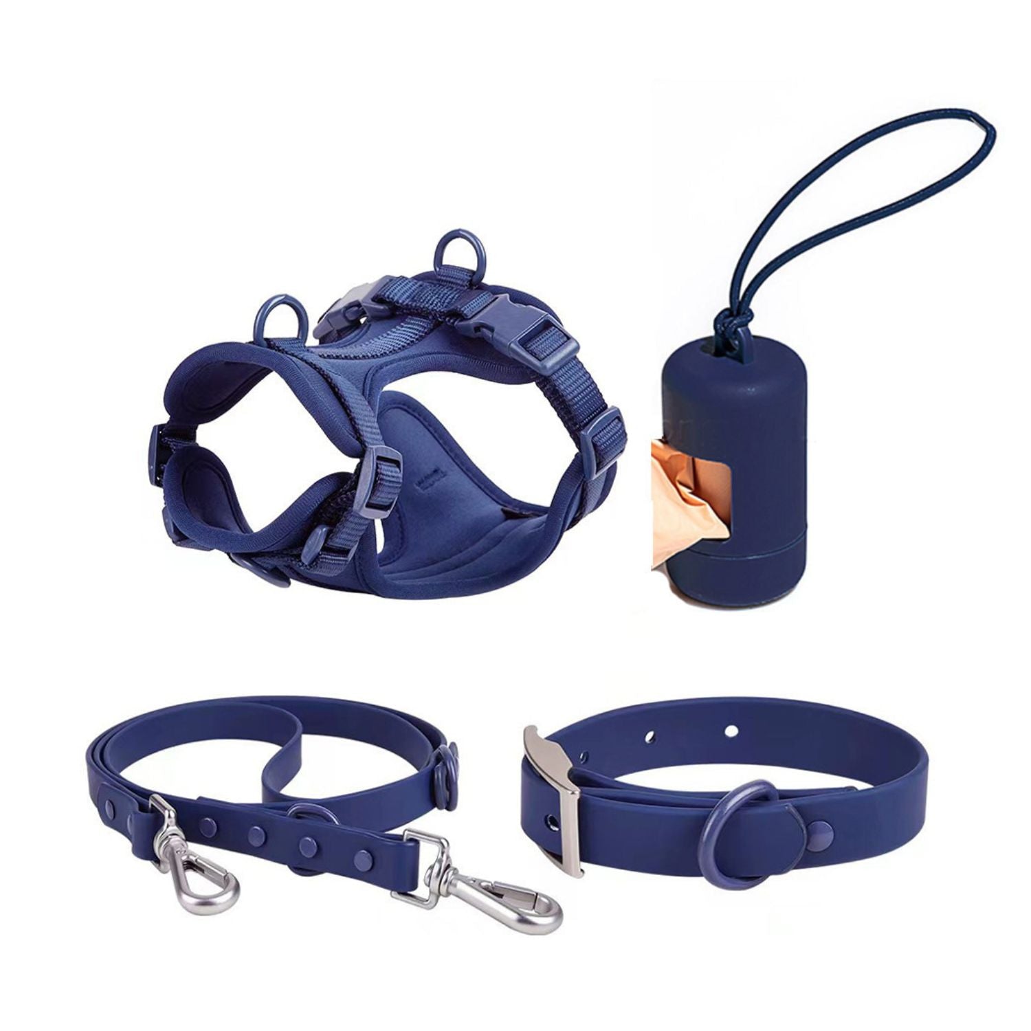 hondenharnas set donkerblauw duurzaam hondenharnas met riem en accessoires